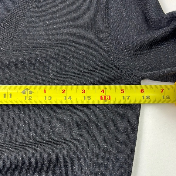 SPANNER Black V-Neck Metallic Sweater Lightweight Knit - Picture 6 of 11